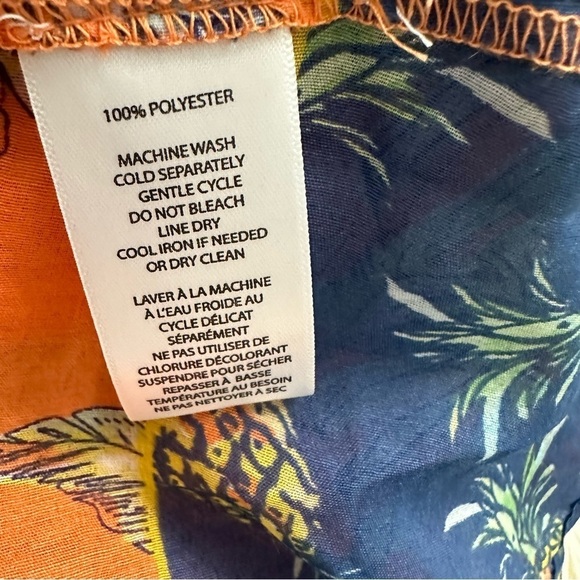 BeachLunchLounge Pineapple Print Swim Coverup Orange Blue Yellow SZ Medium NWT - Picture 6 of 8